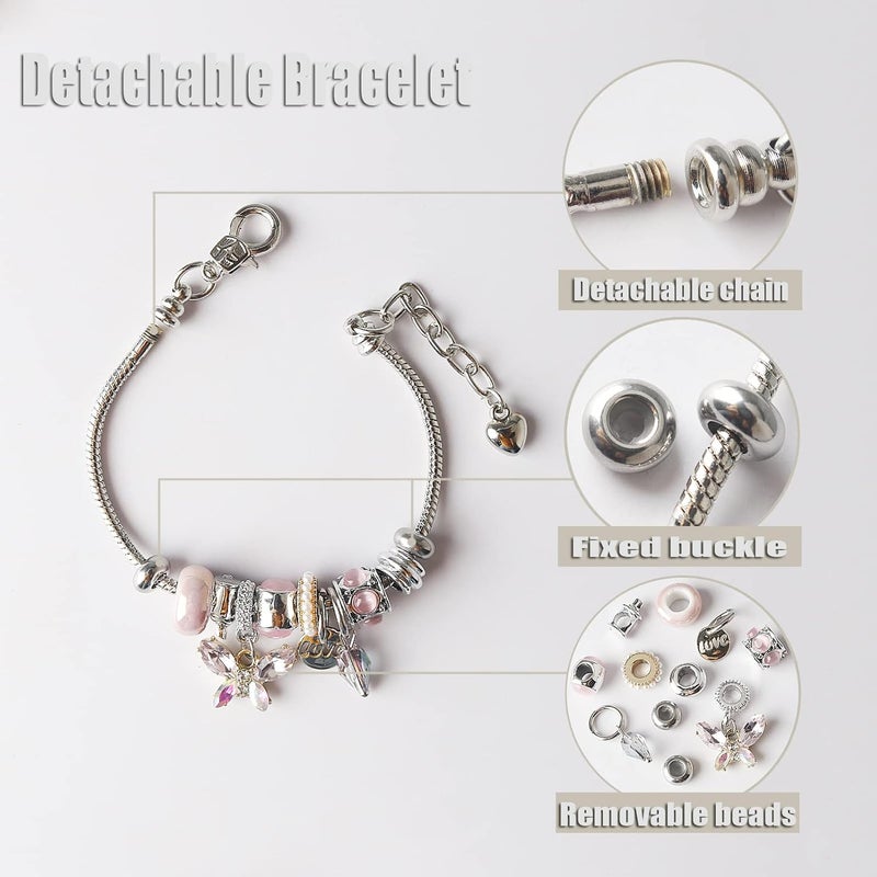 DS Charm Bracelets for girls,exquisite cute cartoon friendship Silver bracelets Stainless Steel Bangle with birthday Gift box, Adjustable girls jewelry Suitable for holiday gifts - Image 3